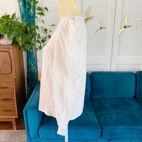 LOFT FLORAL LACE PLEATED PUFF LONG SLEEVE TOP - Picture 4 of 9